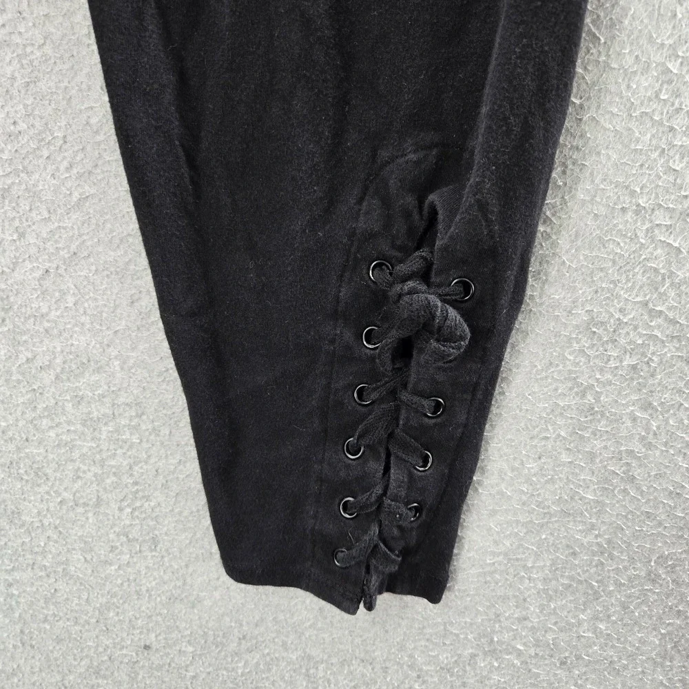 Torrid Women Pants 2 Black Lace Up Ankle Leggings Elastic Waist 23" Inseam - Picture 3 of 8